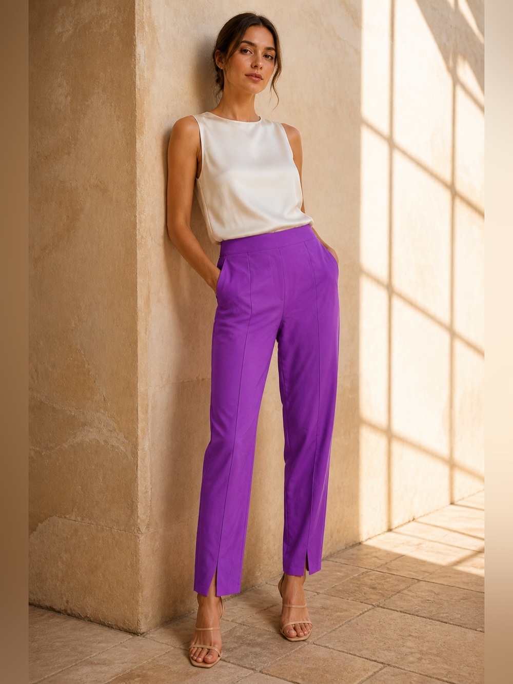 Athleta Purple High-Waist Straight Pants